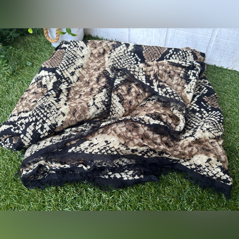 Coach Python Oversized Square Scarf Khaki,Black D… - image 4